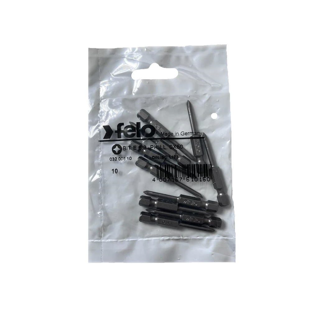 Cumpara acum Set 10 biti Felo, seria Industrial profil Philips, E6.3, PH0, 50mm de la Mesterul Minune