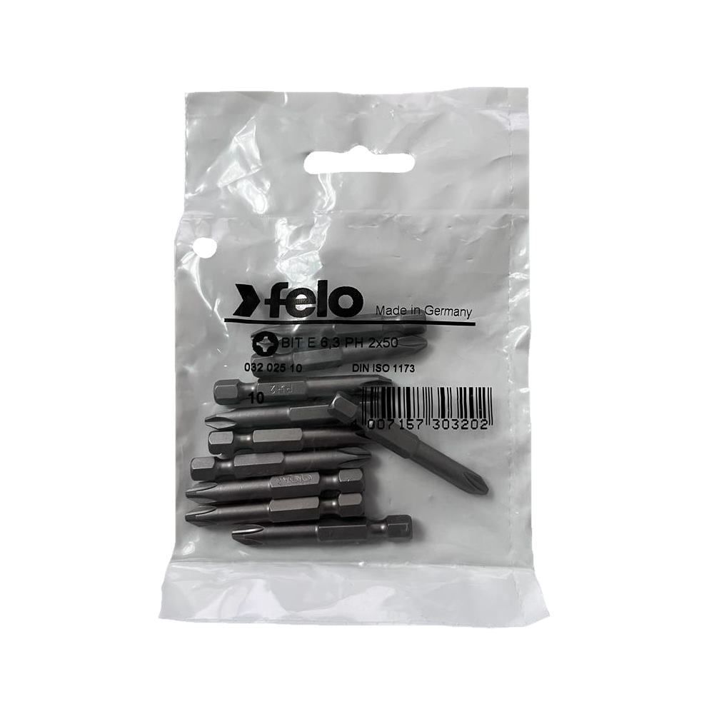 Cumpara acum Set 10 biti Felo, seria Industrial profil Philips, E6.3, PH2, 50mm de la Mesterul Minune
