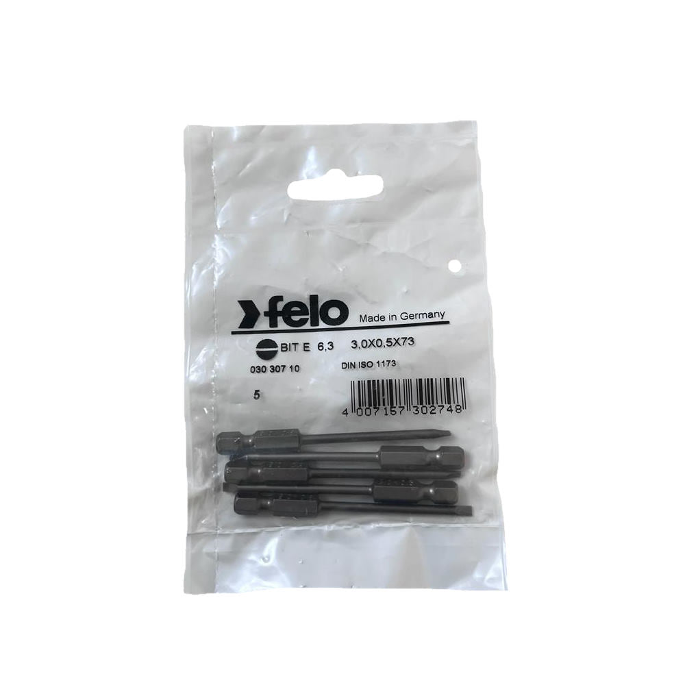 Set 5 biti Felo, seria Industrial profil Drept, E6.3, 3.0x0.5mm, 73mm