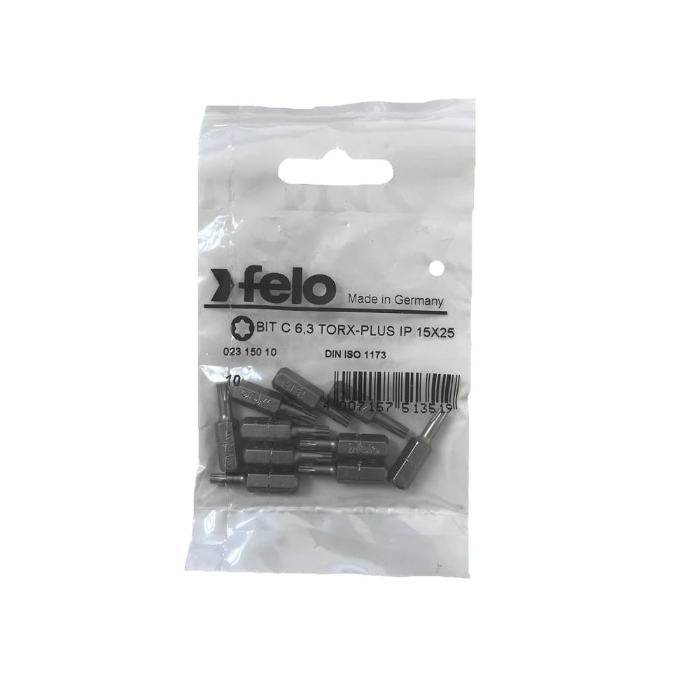 Set 10 biti Felo, seria Industrial profil Torx Plus, C6.3, IP15, 25mm