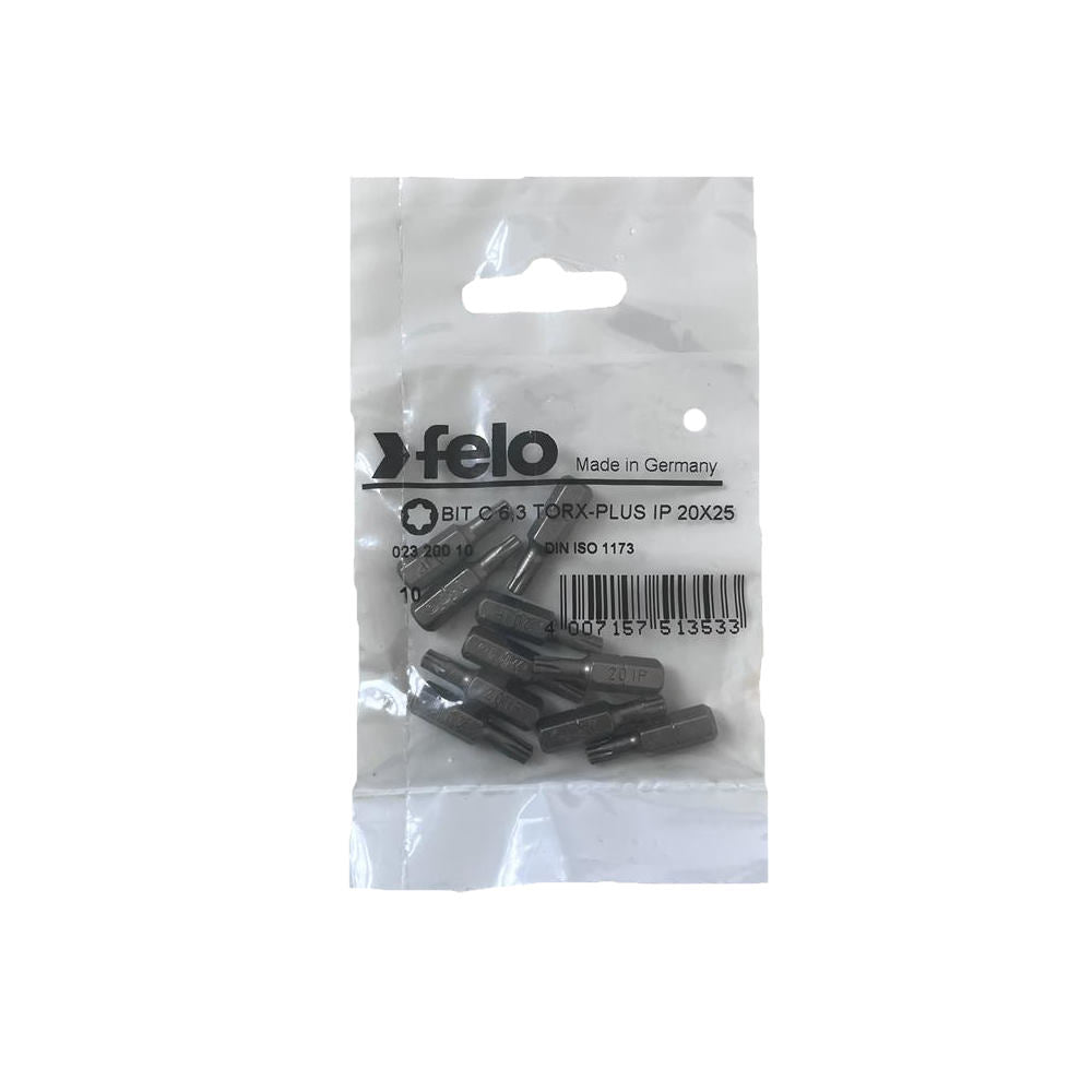 Set 10 biti Felo, seria Industrial profil Torx Plus, C6.3, IP20, 25mm