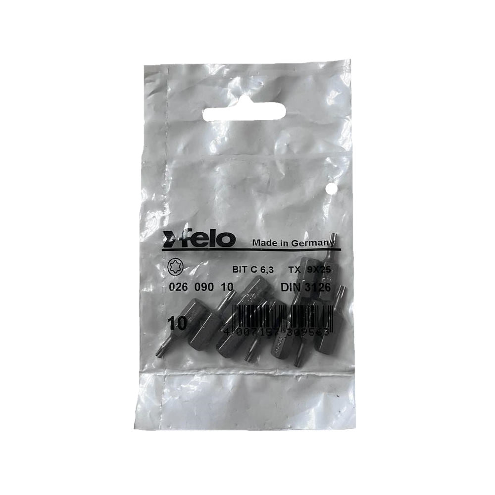 Set 10 biti Felo, seria Industrial profil Torx, C6.3, TX9, 25mm