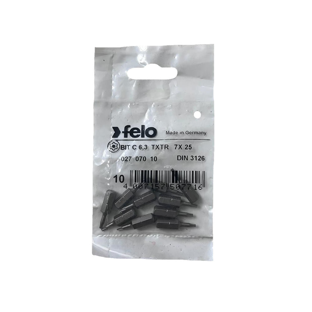Set 10 biti Felo, seria Industrial profil Torx TR, C6.3, TTX7, 25mm
