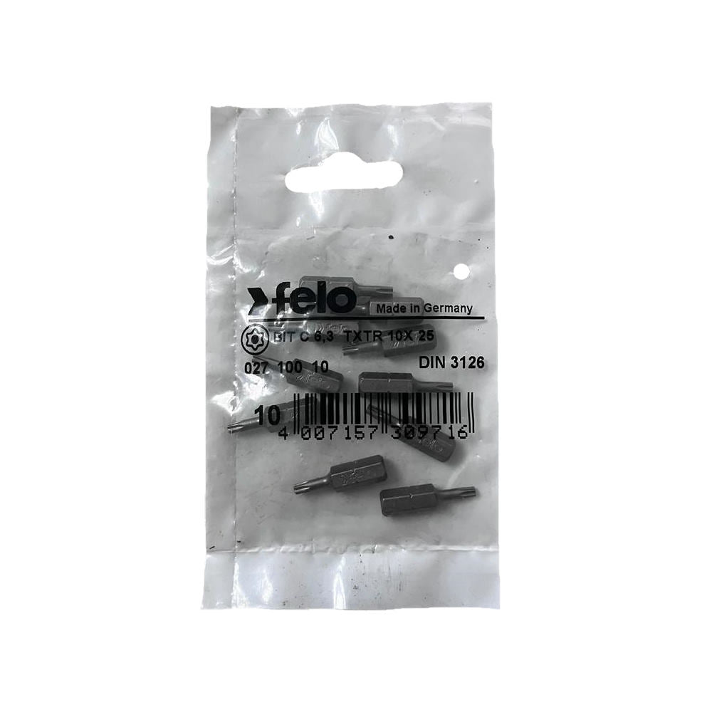 Set 10 biti Felo, seria Industrial profil Torx TR, C6.3, TTX10, 25mm