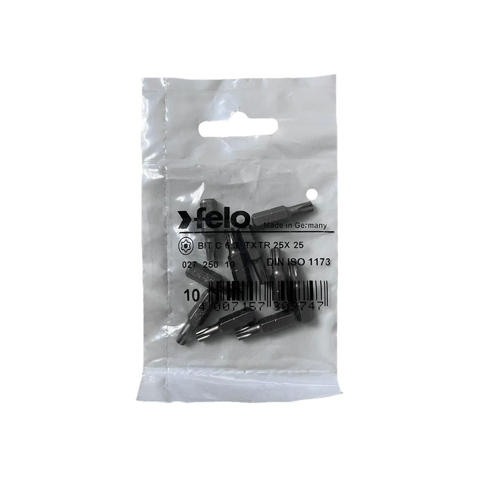 Set 10 biti Felo, seria Industrial profil Torx TR, C6.3, TTX25, 25mm
