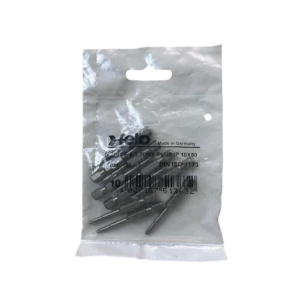 Set 10 biti Felo, seria Industrial profil Torx Plus, E6.3, IP10, 50mm