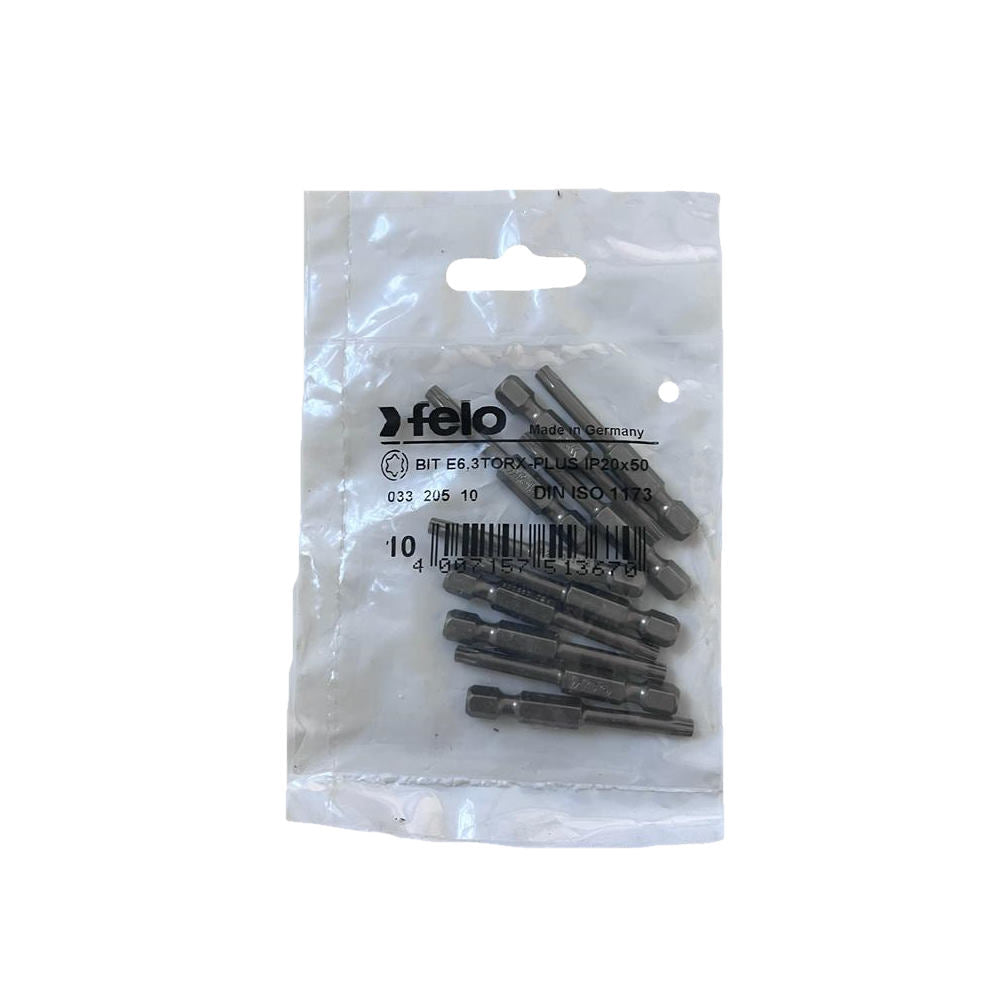 Set 10 biti Felo, seria Industrial profil Torx Plus, E6.3, IP20, 50mm
