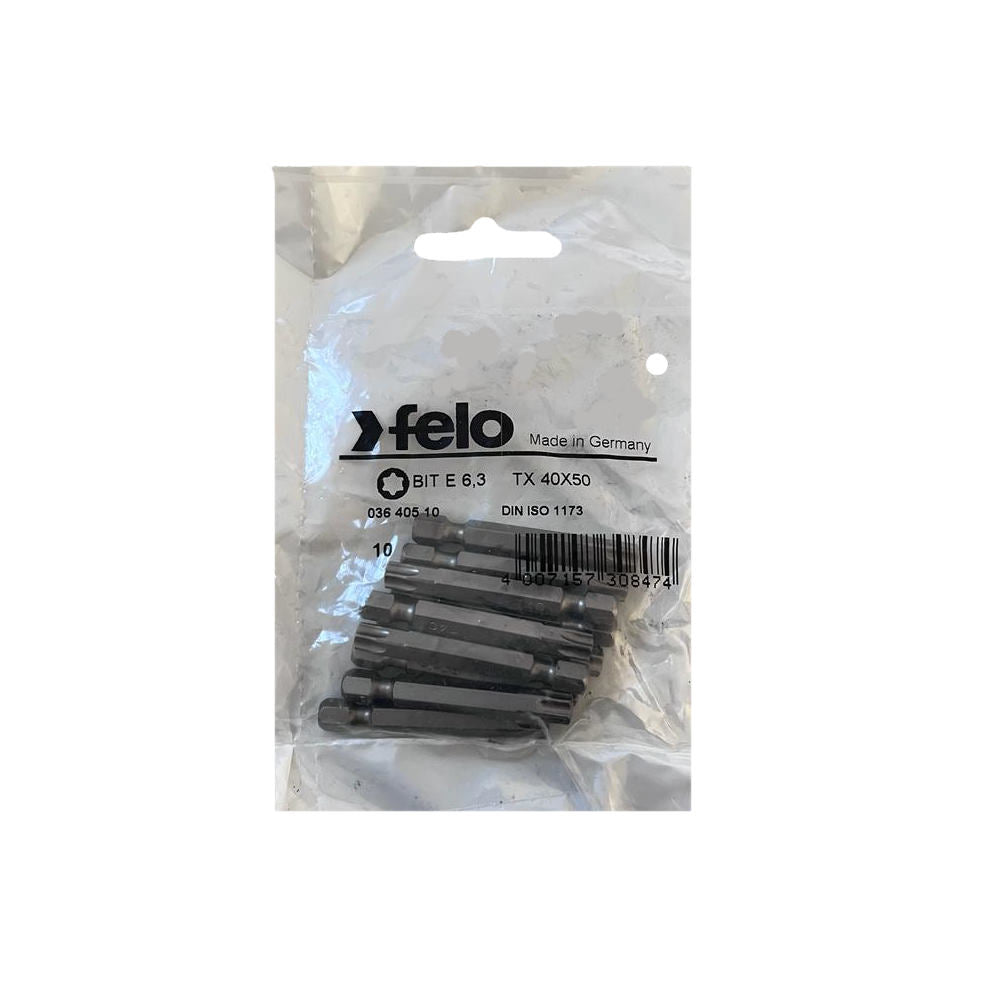 Set 10 biti Felo, seria Industrial profil Torx, E6.3, TX40, 50mm