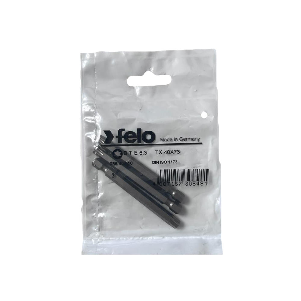 Set 3 biti Felo, seria Industrial profil Torx, E6.3, TX40, 73mm