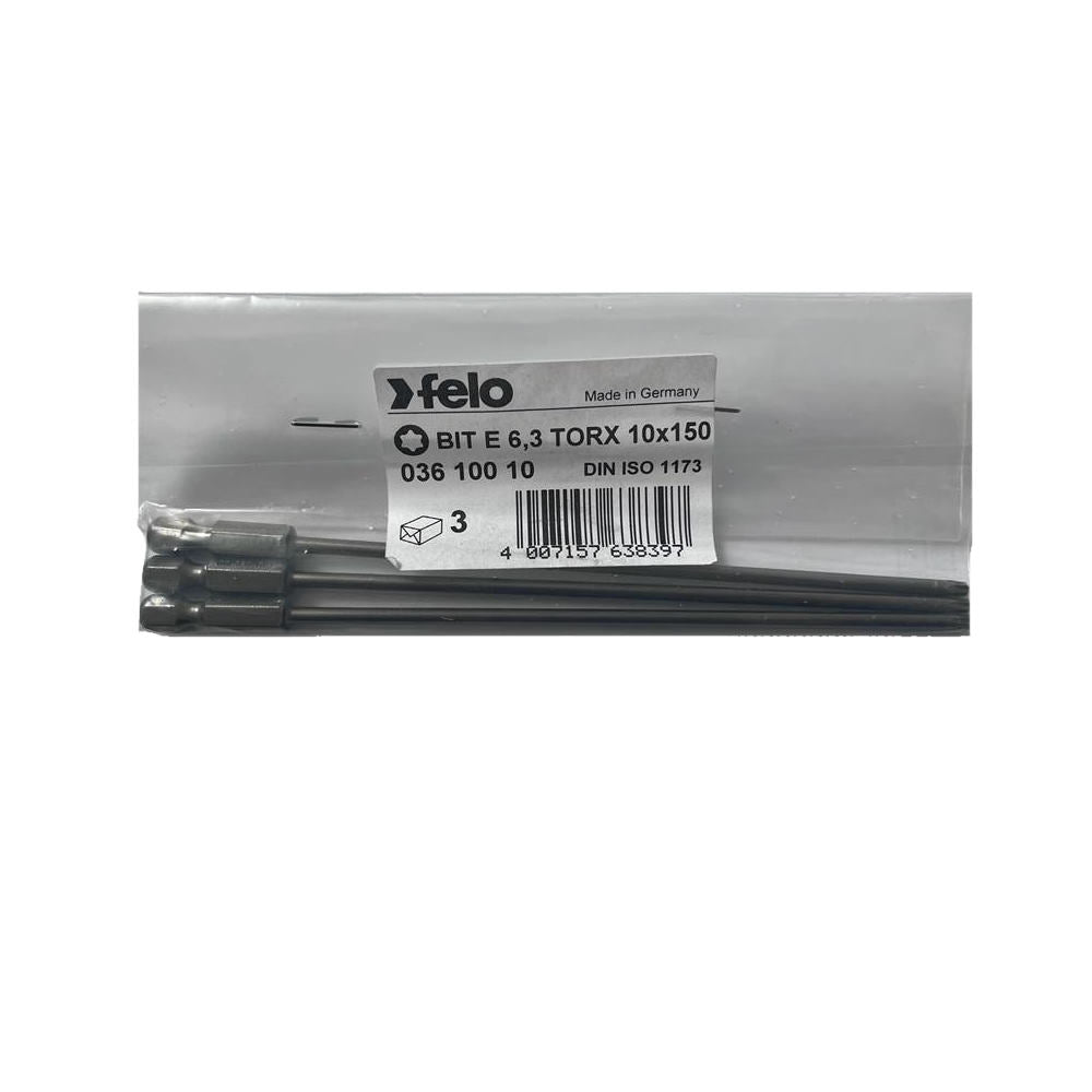 Set 3 biti Felo, seria Industrial profil Torx, E6.3, TX10, 150mm