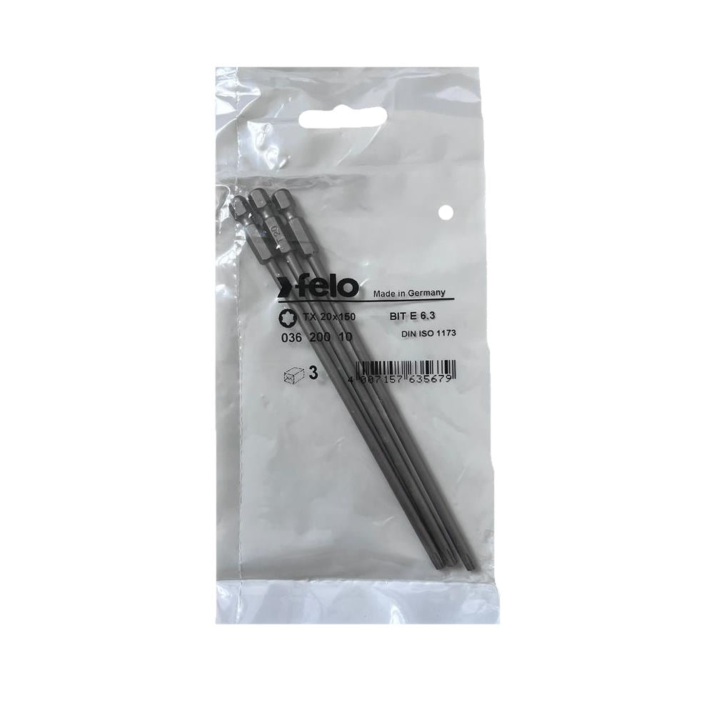 Set 3 biti Felo, seria Industrial profil Torx, E6.3, TX20, 150mm