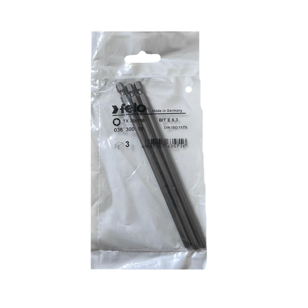 Set 3 biti Felo, seria Industrial profil Torx, E6.3, TX30, 150mm