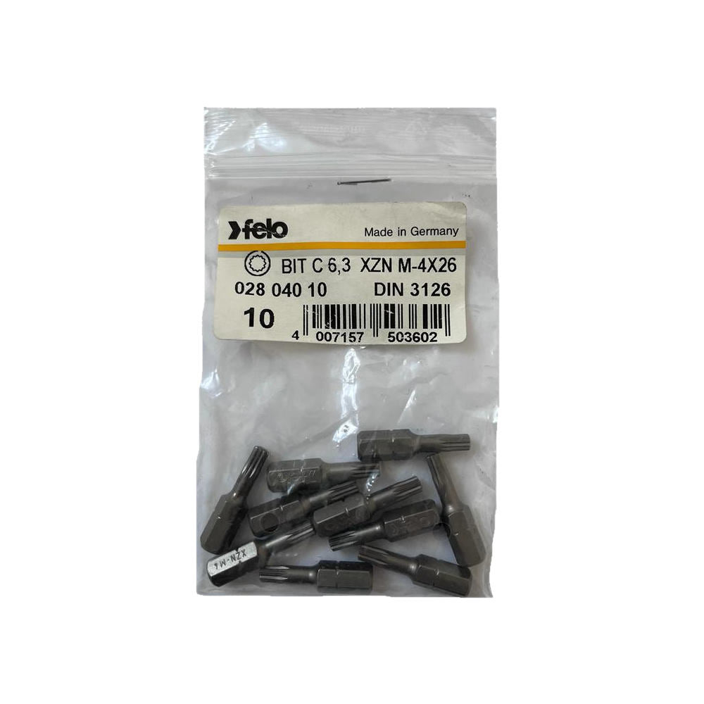 Set 10 biti Felo, seria Industrial profil XZN, C6.3, M4, 25mm