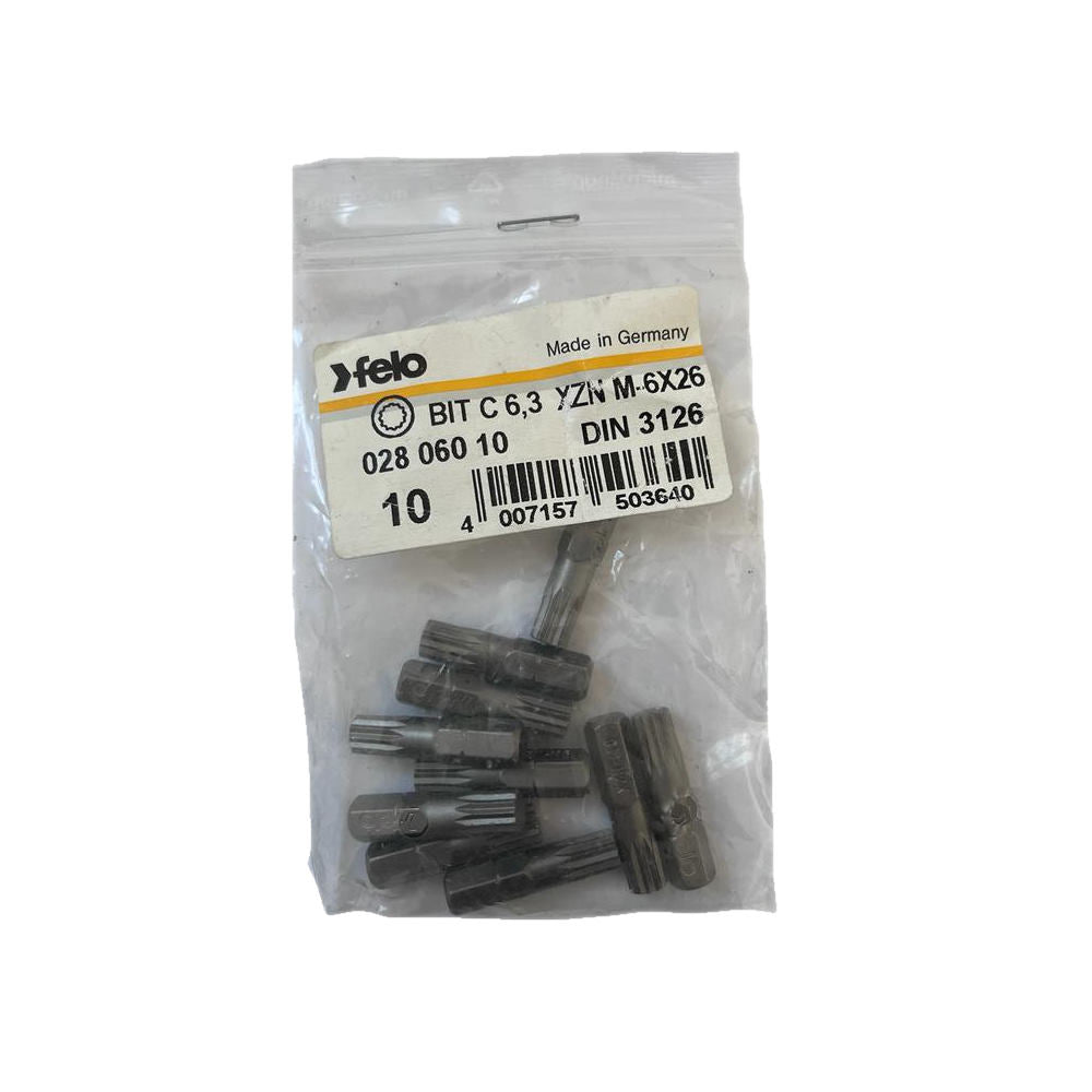 Set 10 biti Felo, seria Industrial profil XZN, C6.3, M6, 25mm