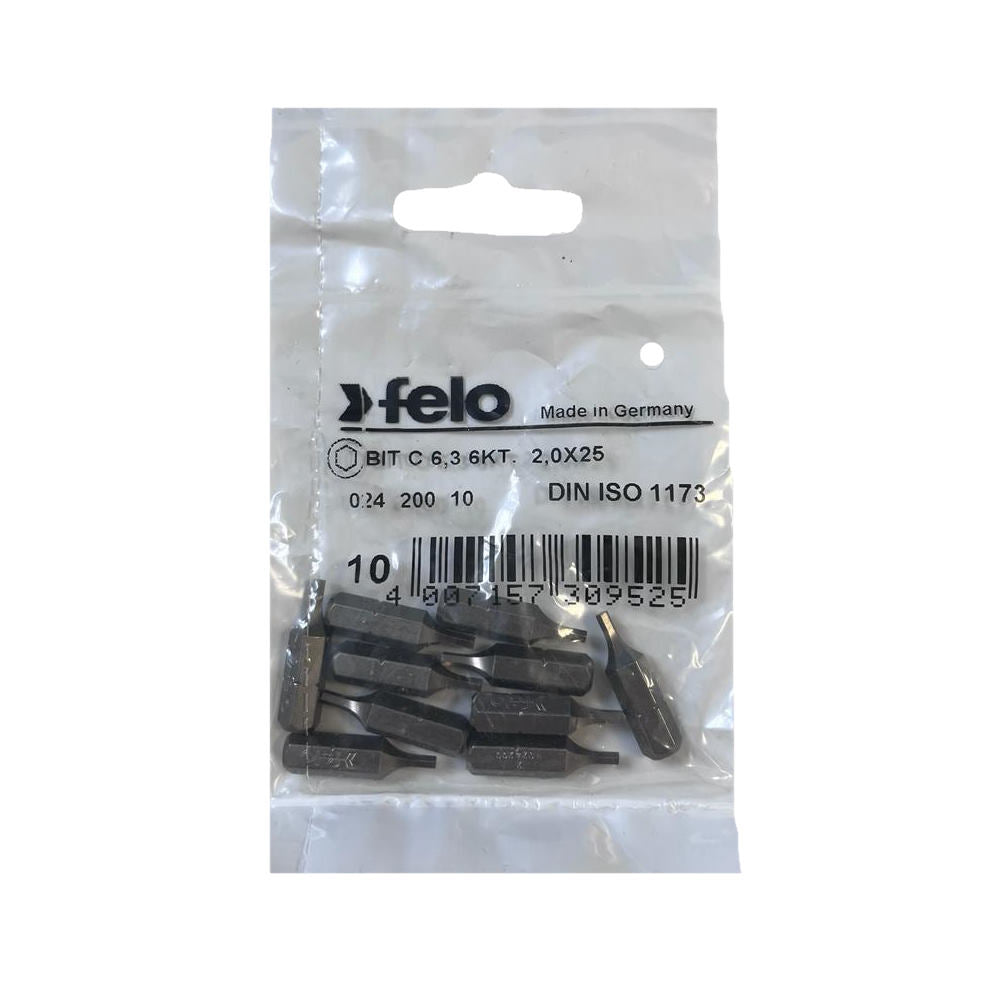 Set 10 biti Felo, seria Industrial profil HEX, C6.3, HX2.0, 25mm