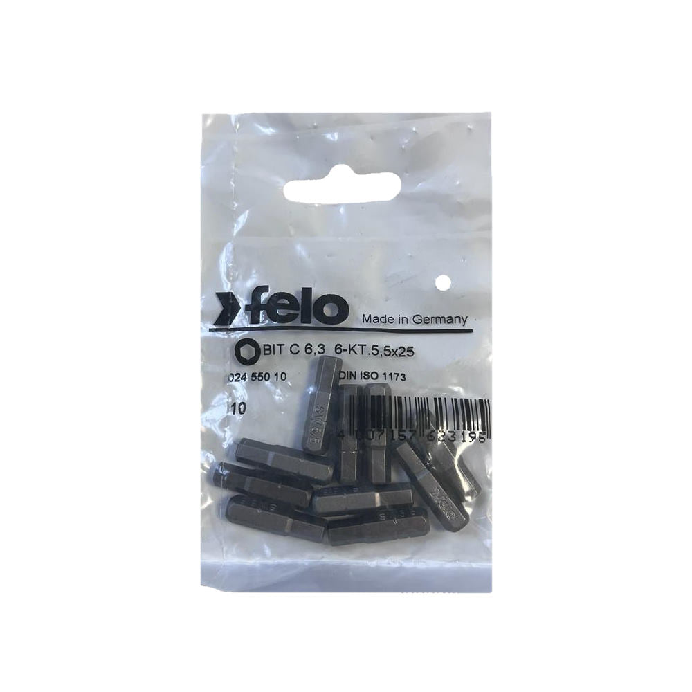 Cumpara acum Set 10 biti Felo, seria Industrial profil HEX, C6.3, HX5.5, 25mm, Felo de la Mesterul Minune