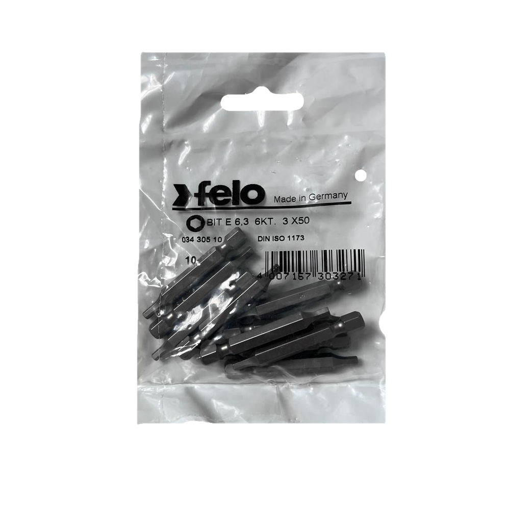 Set 10 biti Felo, seria Industrial profil HEX, E6.3, HX3.0, 50mm