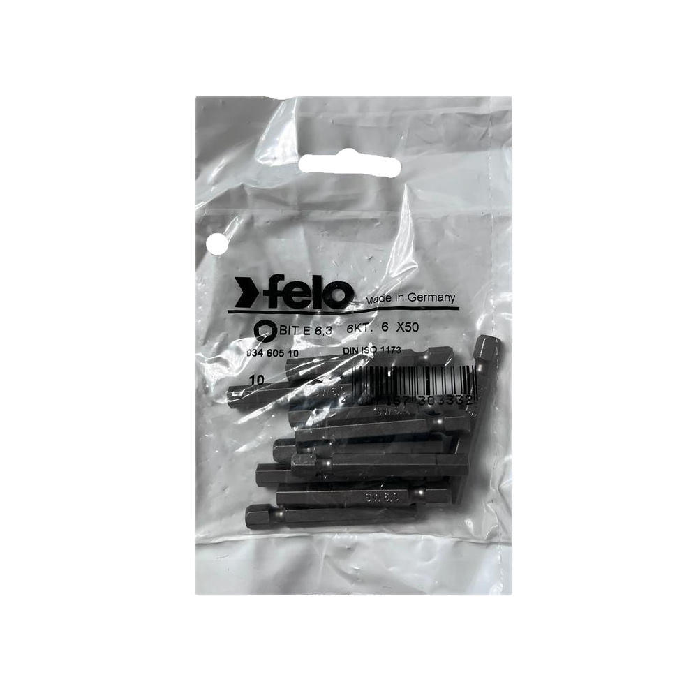 Set 10 biti Felo, seria Industrial profil HEX, E6.3, HX6.0, 50mm