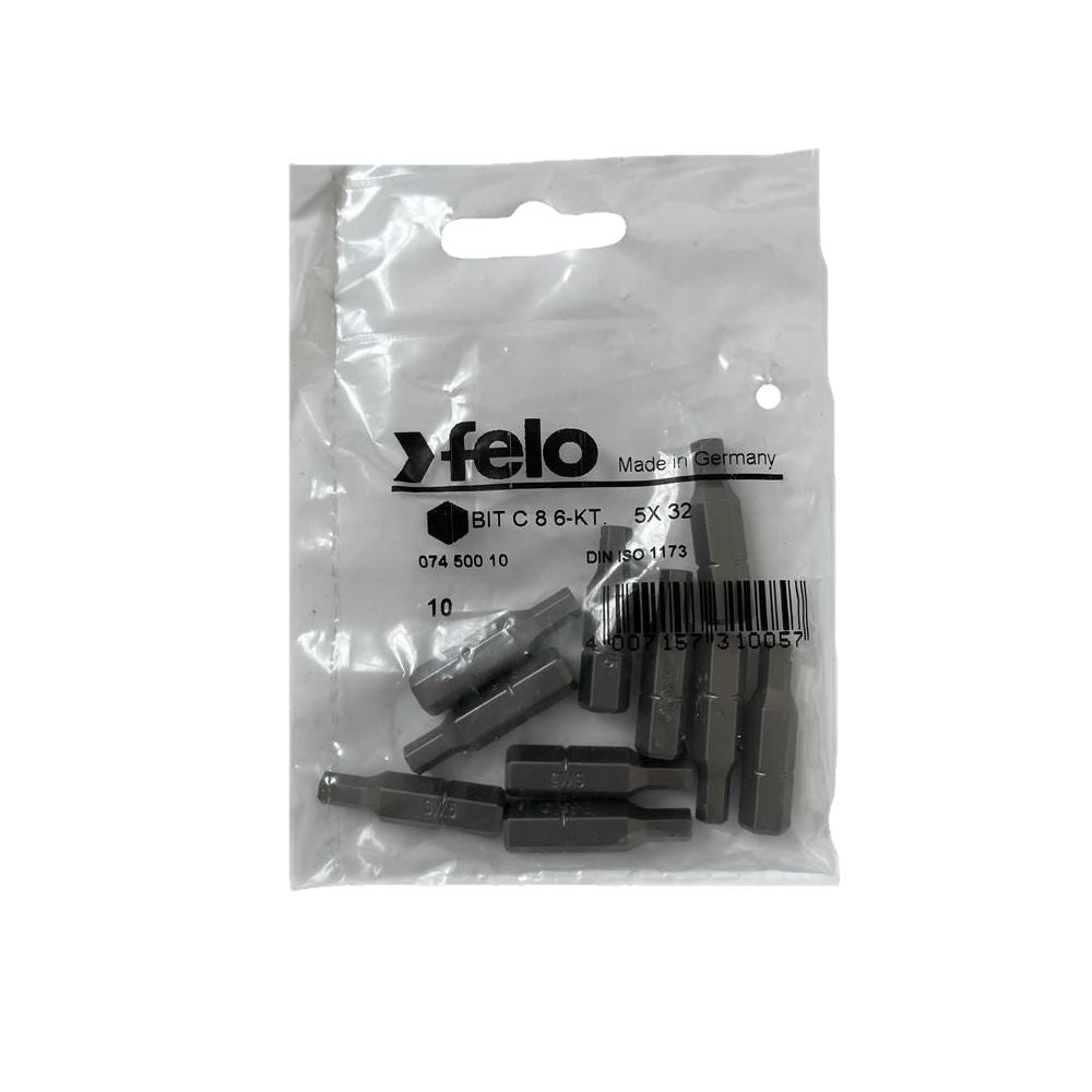 Set 10 biti Felo, seria Industrial profil HEX, C8, HX5.0, 32mm