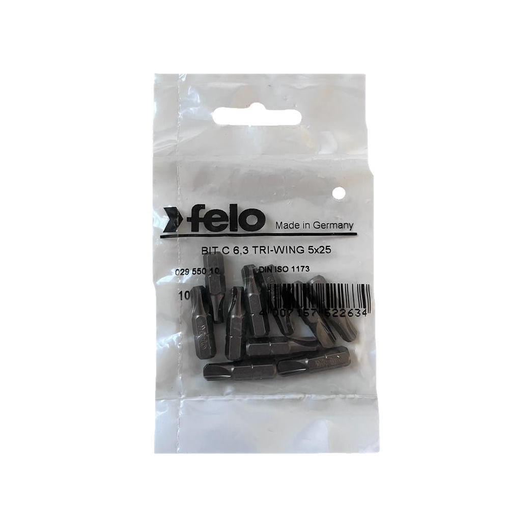 Set 10 biti Felo, seria Industrial profil Tri-Wing, C6.3, marimea 5, 25mm