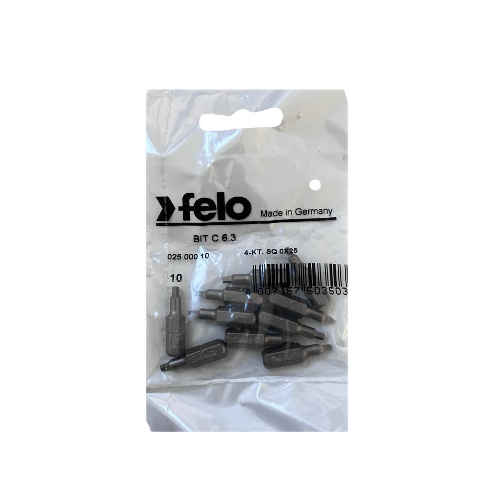 Set 10 biti Felo, seria Industrial profil patrat, C6.3, SQ 0 (1.75mm), 25mm