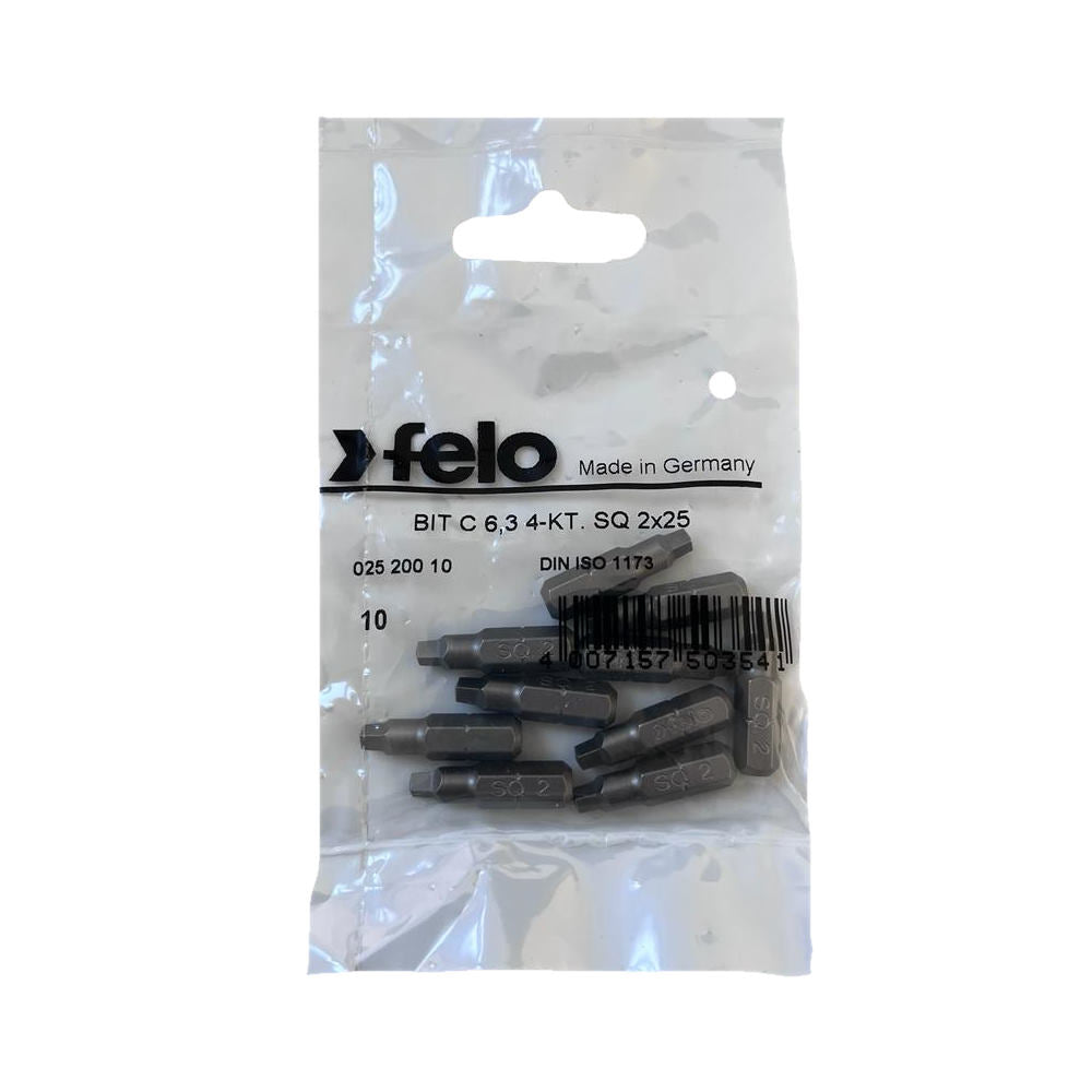 Set 10 biti Felo, seria Industrial profil patrat, C6.3, SQ 2 (2.80mm), 25mm