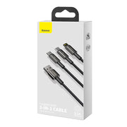 Cumpara acum Cablu USB 3 în 1 Baseus Tungsten Gold, USB la micro USB / USB-C / Lightning, 3,5 A, 1,5 m (negru) de la Mesterul Minune