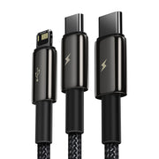 Cumpara acum Cablu USB 3 în 1 Baseus Tungsten Gold, USB la micro USB / USB-C / Lightning, 3,5 A, 1,5 m (negru) de la Mesterul Minune