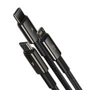 Cumpara acum Cablu USB 3 în 1 Baseus Tungsten Gold, USB la micro USB / USB-C / Lightning, 3,5 A, 1,5 m (negru) de la Mesterul Minune