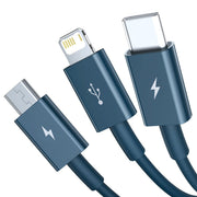 Cumpara acum Cablu USB 3în1 Baseus Superior Series, USB la micro USB / USB-C / Lightning, 3,5 A, 1,2 m (albastru) de la Mesterul Minune
