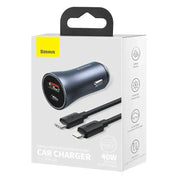 Cumpara acum Baseus Golden Contactor Pro încărcător auto, USB + USB-C, QC4.0+, PD, SCP, 40W (gri) + cablu USB-C la iP 1m (negru) de la Mesterul Minune