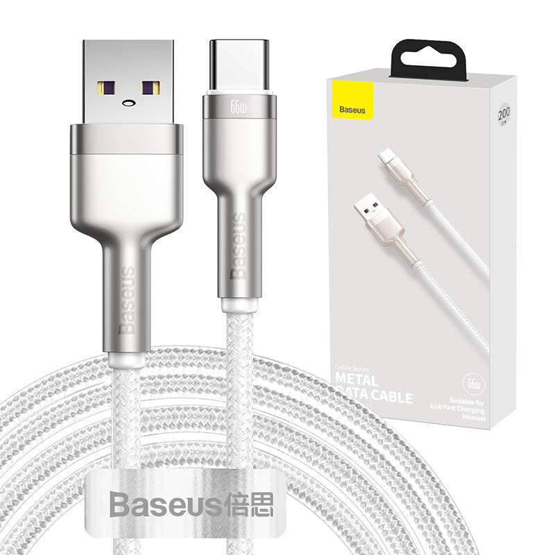 Cumpara acum Cablu USB pentru USB-C Baseus Cafule, 66W, 2m (alb) de la Mesterul Minune