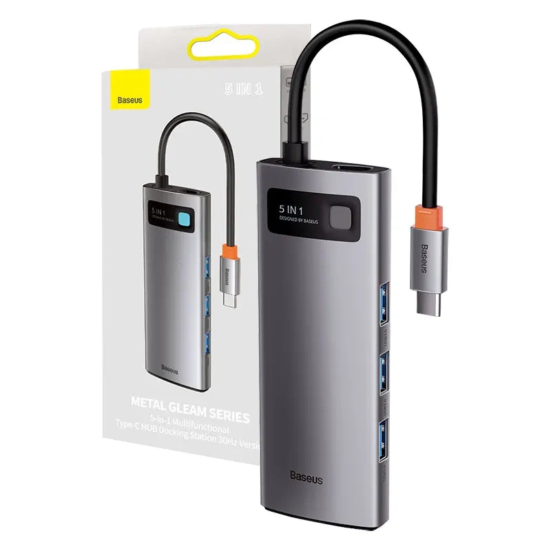 Cumpara acum Adapter 5in1 Baseus Hub USB-C to 3x USB 3.0 + HDMI + USB-C PD de la Mesterul Minune