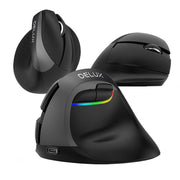 Cumpara acum Mouse vertical fără fir Delux M618Mini BT+2.4G RGB 4000DPI (negru) de la Mesterul Minune