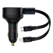 Cumpara acum Încărcător de mașină Baseus Enjoyment cu cabluri USB-C + Lightning 3A, 30 W (negru) de la Mesterul Minune