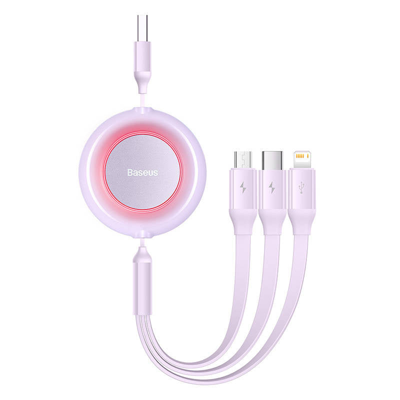 Cumpara acum Cablu USB 3-in-1 Baseus Bright Mirror 2, micro USB / Lightning / USB-C, plat, 3.5A, 1.1m (violet) de la Mesterul Minune