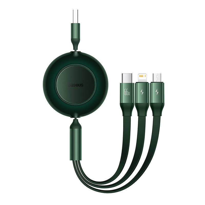 Cumpara acum Cablu USB 3-în-1 Baseus Bright Mirror 2 - micro-USB/ USB-C/ Lightning 66W / 2A 1.1m (Verde) de la Mesterul Minune