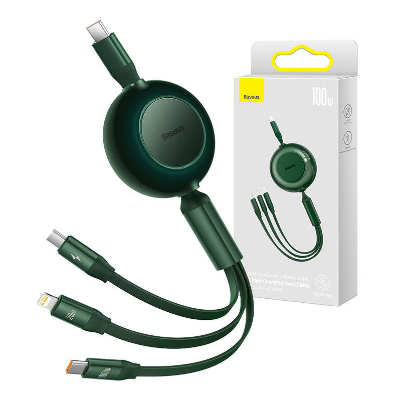 Cumpara acum Cablu USB-C 3 în 1 Baseus Bright Mirror 4 pentru micro USB / USB-C / Lightning 100W / 3,5A 1,1m (verde) de la Mesterul Minune