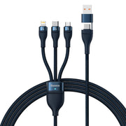 Cumpara acum 3in1 USB cable Baseus Flash Series 2, USB-C + micro USB + Lightning, 100W, 1.2m (blue) de la Mesterul Minune