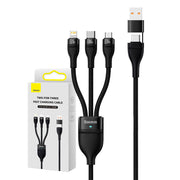 Cumpara acum 3in1 USB cable Baseus Flash Series 2, USB-C + micro USB + Lightning, 100W, 1.2m (black) de la Mesterul Minune