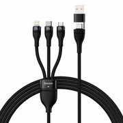 Cumpara acum 3in1 USB cable Baseus Flash Series 2, USB-C + micro USB + Lightning, 100W, 1.2m (black) de la Mesterul Minune