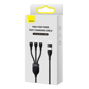 Cumpara acum 3in1 USB cable Baseus Flash Series 2, USB-C + micro USB + Lightning, 100W, 1.2m (black) de la Mesterul Minune