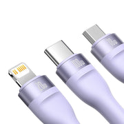Cumpara acum 3in1 USB cable Baseus Flash Series 2, USB-C + micro USB + Lightning, 100W, 1.2m (purple) de la Mesterul Minune