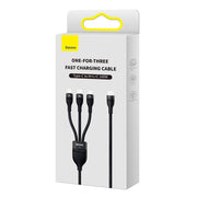 Cumpara acum 3in1 USB cable Baseus Flash Series 2, USB-C + micro USB + Lightning, 100W, 1.5m (black) de la Mesterul Minune