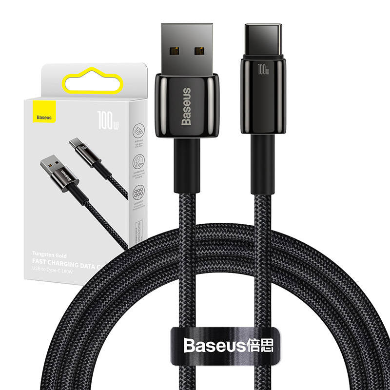 Cumpara acum Cablu Baseus Tungsten Gold USB to USB-C, 100W, 1m (negru) de la Mesterul Minune