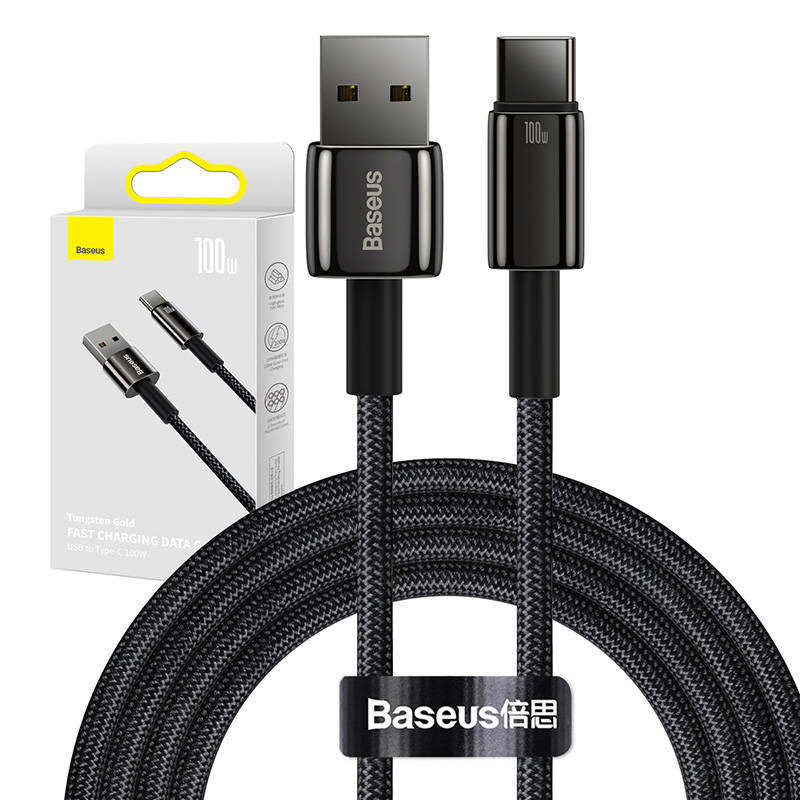 Cumpara acum Cablu Baseus Tungsten Gold USB la USB-C, 100W, 2m (negru) de la Mesterul Minune