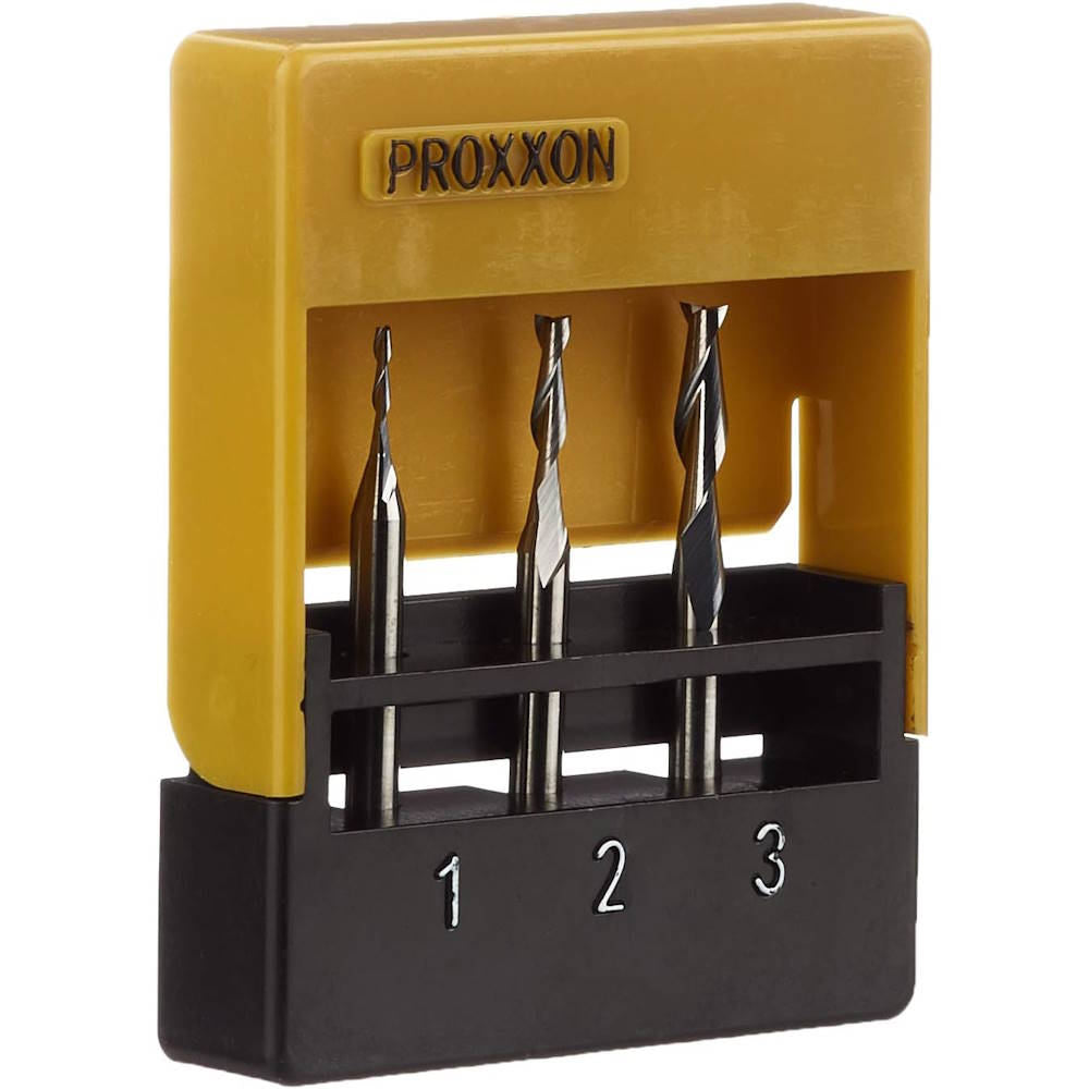 Set 3 freze tungsten, 2 caneluri, Proxxon 27116, 1.0-2.0-3.0mm, ax 3.0mm