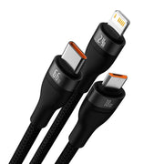 Cumpara acum 3in1 USB cable Baseus Flash II Series, USB-C + micro USB + Lightning, 66W, 1.2m (Black) de la Mesterul Minune