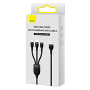 Cumpara acum 3in1 USB cable Baseus Flash II Series, USB-C + micro USB + Lightning, 66W, 1.2m (Black) de la Mesterul Minune