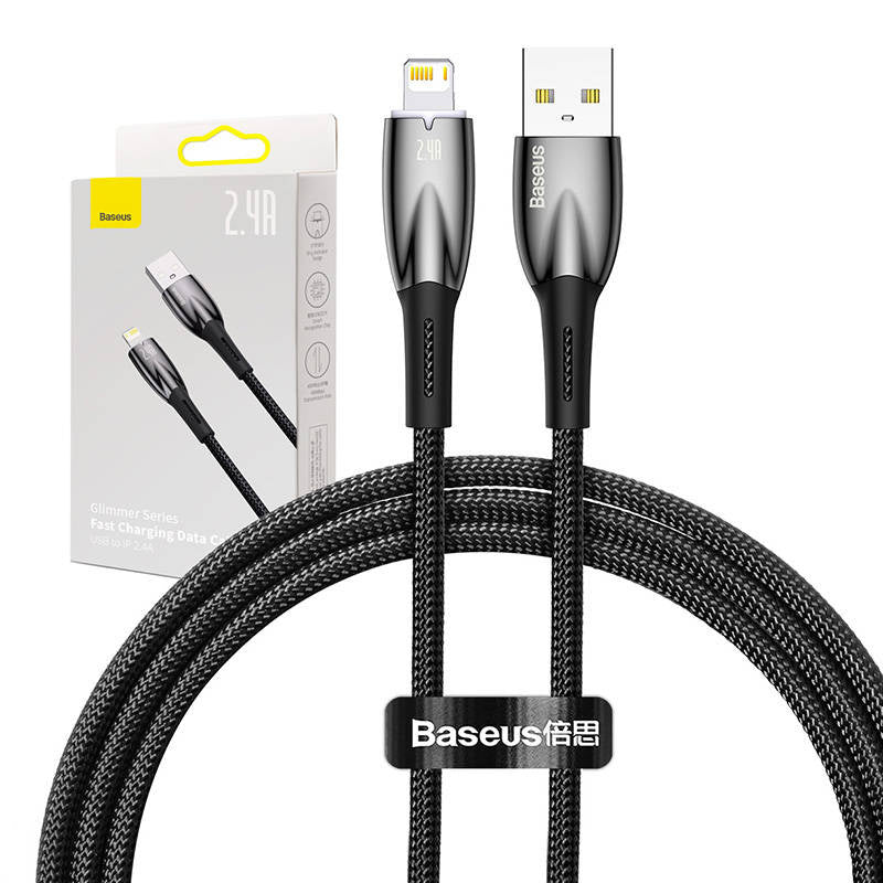 Cumpara acum Cablu USB pentru Lightning Baseus Glimmer Series, 2,4A, 1m (negru) de la Mesterul Minune